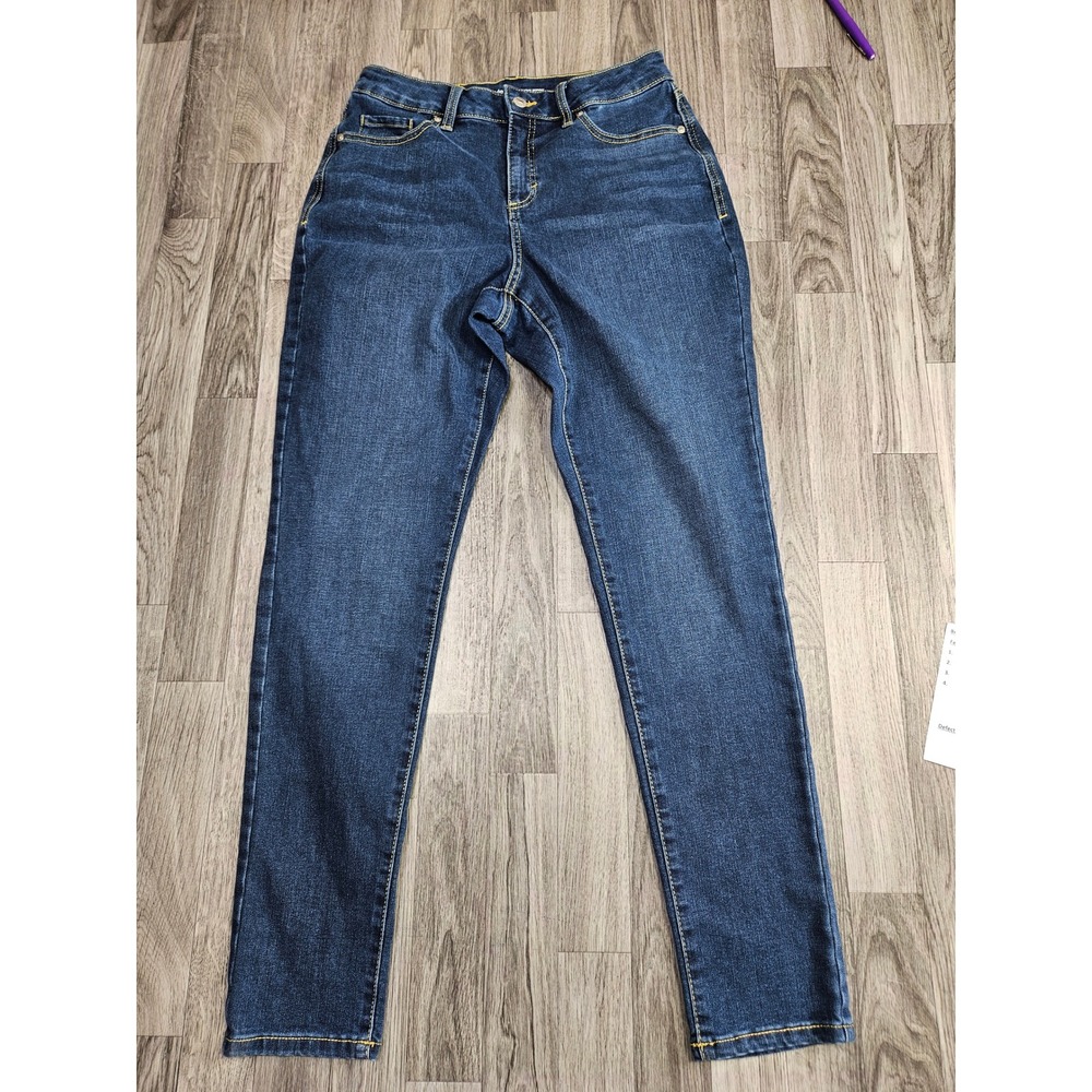 Style & Co Curvy Skinny Jeans Womens 8L Tall Dark Wash Blue Stretch
